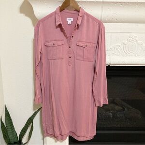 Pink Shirt Dress Old Navy Chambray Long Sleeved Size Small S